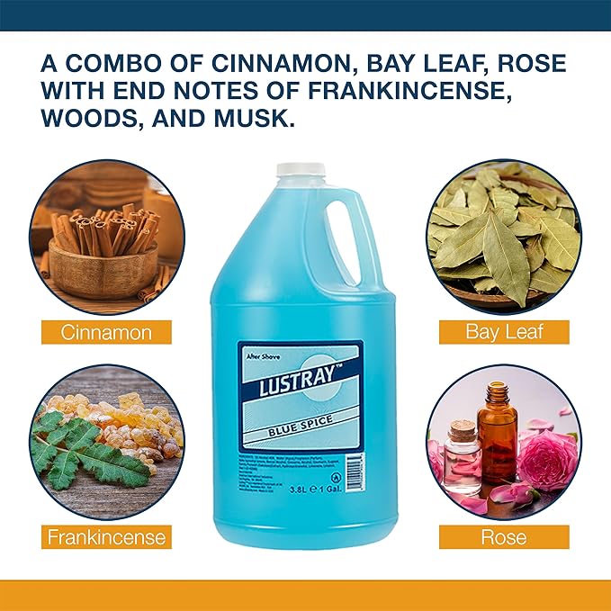 Clubman Lustray Blue Spice After Shave Lotion – Refreshing & Cooling Aftershave for Men, Soothing Barber Formula, 1 Gallon, 3.8L