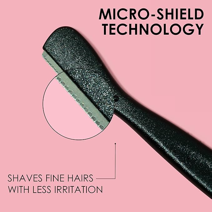 Japonesque Brow Touch Up Razors with Ultra-Sharp Stainless Steel Blades, for Removal of Unwanted Facial Hair and Peach Fuzz, Protective Blade Cover for Safe Storage Included