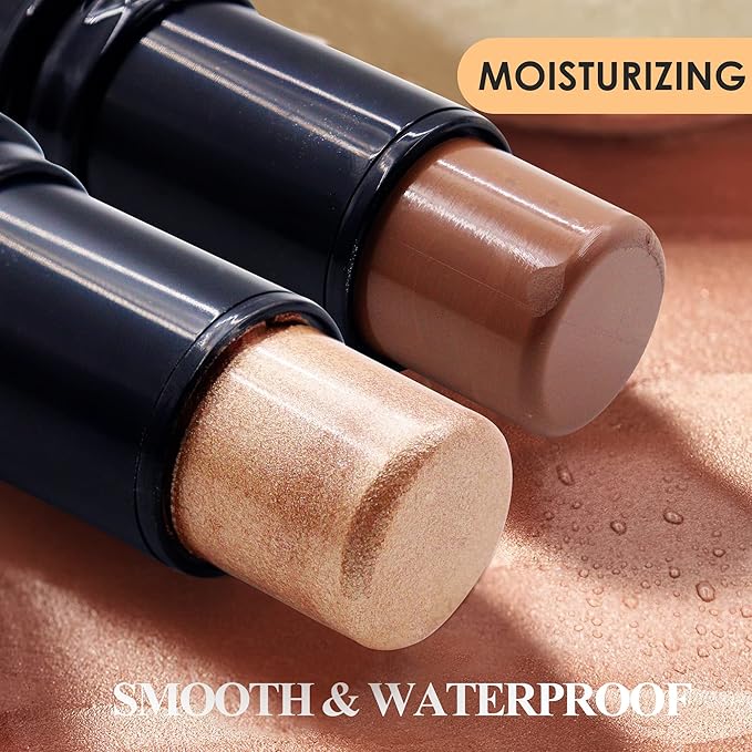 POPMISOLER 2 pcs Makeup Highlighter Stick & Cream Foundation Stick