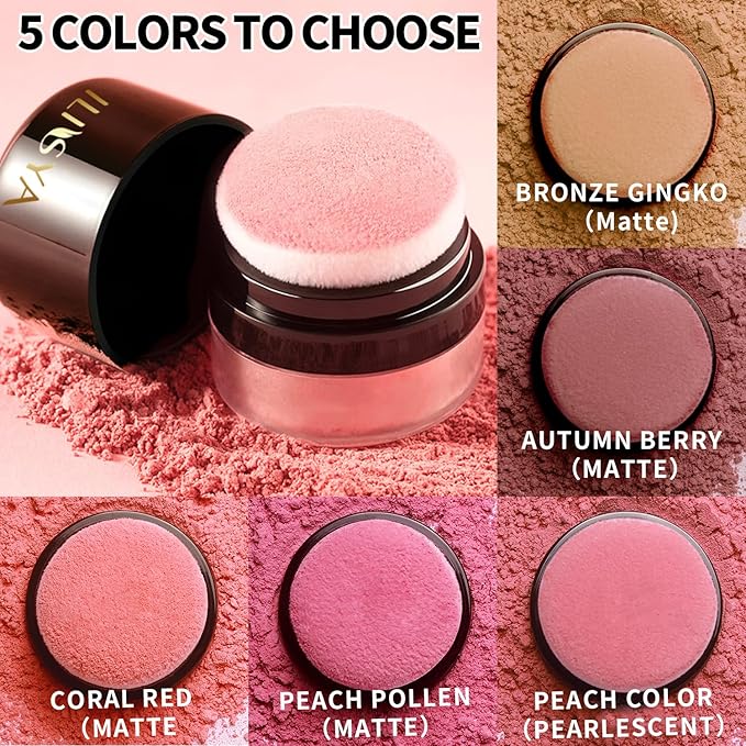 Face Blush Powder Makeup Soft Mushroom Blush for Gingko)-2 Boxes