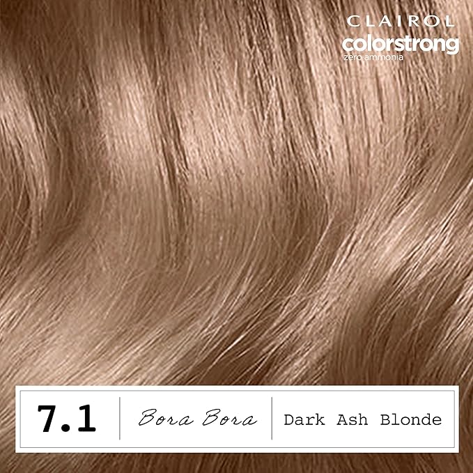 Clairol ColorStrong Permanent Zero Ammonia Hair Dye, 7.1 Dark Ash Blonde - Bora Bora Hair Color, Pack of 1