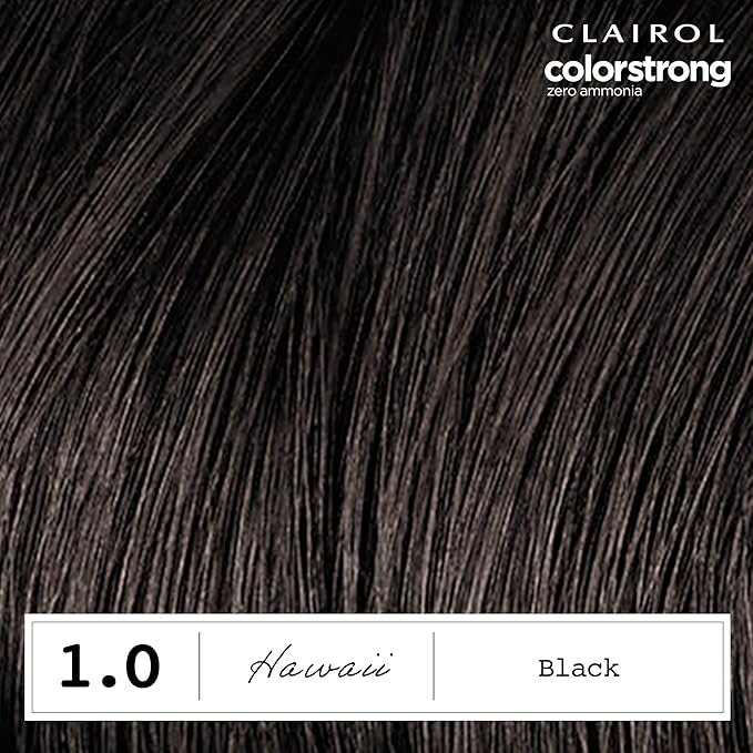 Clairol ColorStrong Permanent Zero Ammonia Hair Dye, 1.0 Black - Hawaii Hair Color, Pack of 1