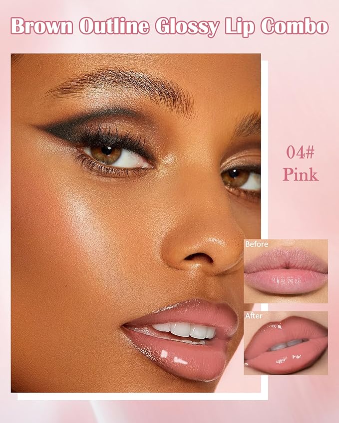 Brown Peel Off Lip Liner Stain & Pink Lip