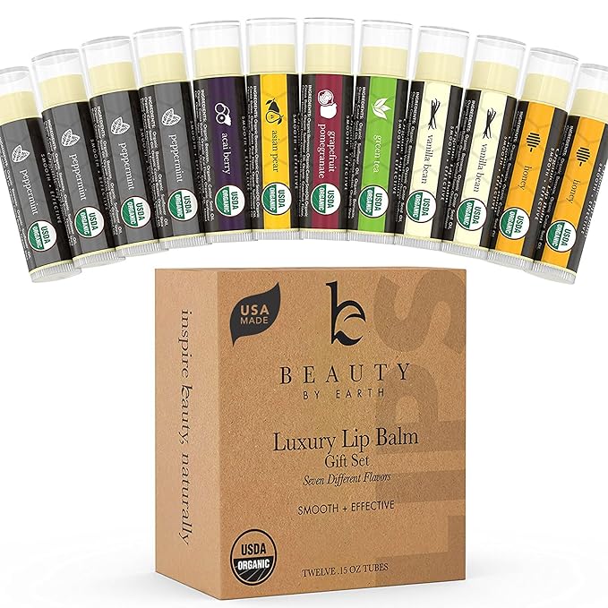 Natural Lip Balm Chapstick Pack - 12 Chap