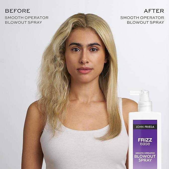John Frieda Frizz Ease Smooth Operator Blowout Spray, Anti-Humidity, Hair Gloss, Heat Protection Spray for Hair, 6.77 Oz