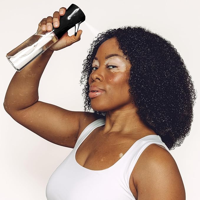 TANGLE TEEZER Fine Mist Continuous Spray Bottle, Reusable and Refillable, for Hair Detangling and Styling, 10.1 oz, Black