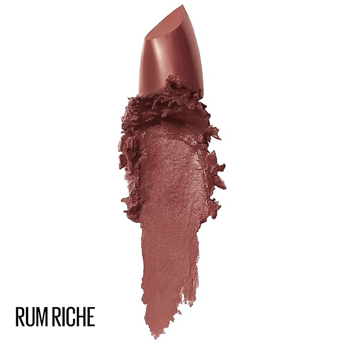 Maybelline Color Sensational Lipstick, Lip Makeup, Cream Finish, Hydrating Lipstick, Rum Riche, Deep Nude ,1 Count