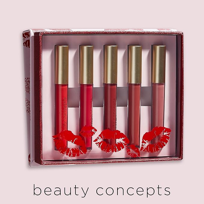 Beauty Concepts Lip Gloss Collection – Shimmering, Glossy Lip Makeup Set for a Radiant Finish, Red