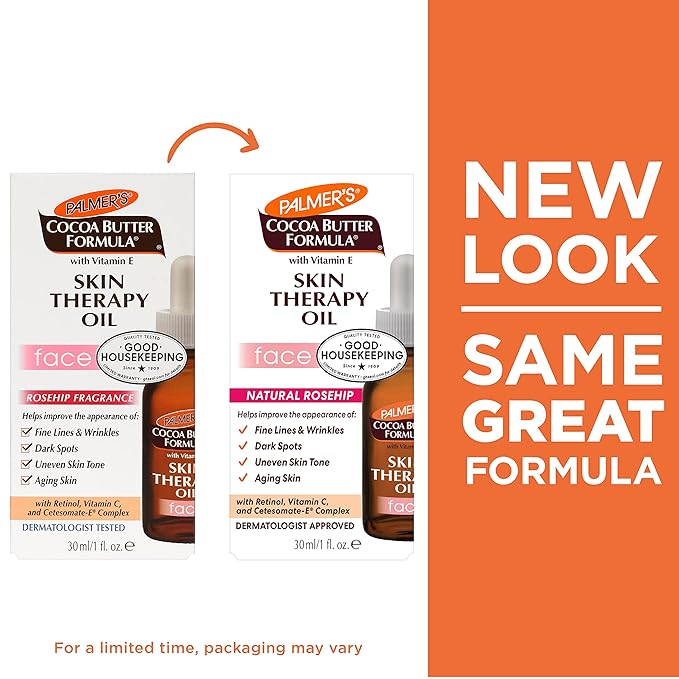 Palmer's Cocoa Butter Formula Moisturizing Skin Therapy Oil for Face with Vitamin E, C & 10 Pure Facial Oil Blend, Rosehip Fragrance, 1 Ounce