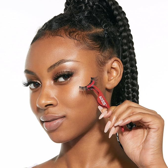 KISS Lash Couture LuXtensions Collection False Eyelashes, Flat Lash Technology, Super Slim Lash Band, Real Lash Extension Fibers, Reusable, Contact Lens Friendly Strip Lashes, Style 'Cashmere', 1 Pair