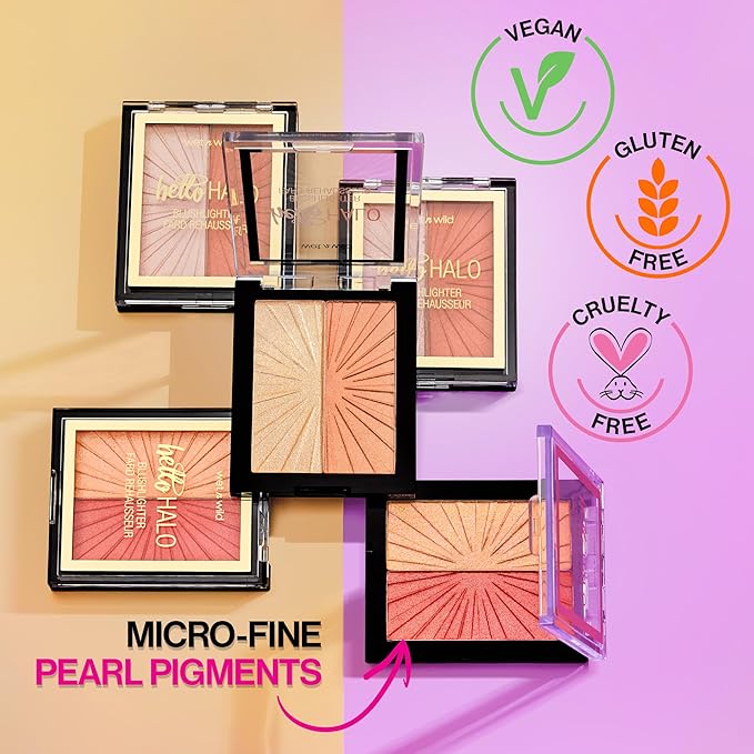 Wet n Wild MegaGlo Blushlighter, Blendable Blush & Highlighter Set, Shimmery Metallic Finish, Highlight Bling
