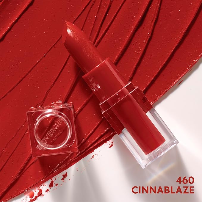 COVERGIRL Clean Lip Color, Cinnablaze, Satin Finish, Squalane, Avocado & Aloe, Carmine-Free, Non-Drying, 0.12oz