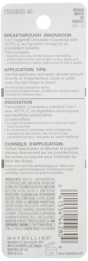 Maybelline New York Superstay Better Skin Concealer, Medium, Fluid Ounce