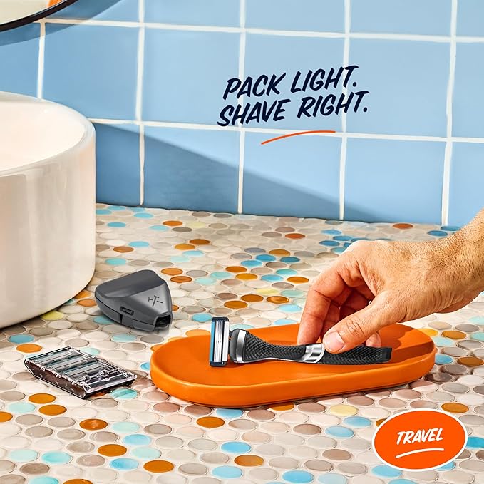 Dollar Shave Club | Travel Shave Set | 4 Swift Rinse Refill Cartridges, 1 Handle, 1 Razor Cover