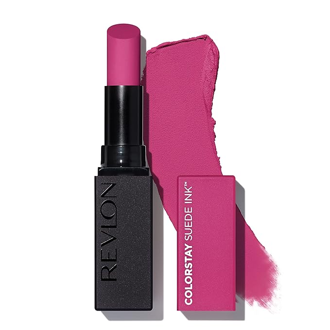 REVLON Lipstick, ColorStay Suede Ink, Built-in Primer, Infused with Vitamin E, Waterproof, Smudge-proof, Matte Color, 010 Tunnel Vision, 0.09 oz.