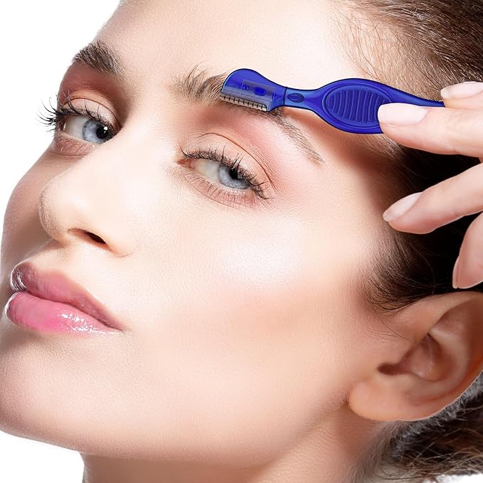 Mudder 28 Pcs Eyebrow Razor Knife Shaver Trimmer Shaver Multipurpose Exfoliating Tool Facial Hair Removal for Women Valentine Gift Giving(Blue,Royal Blue)