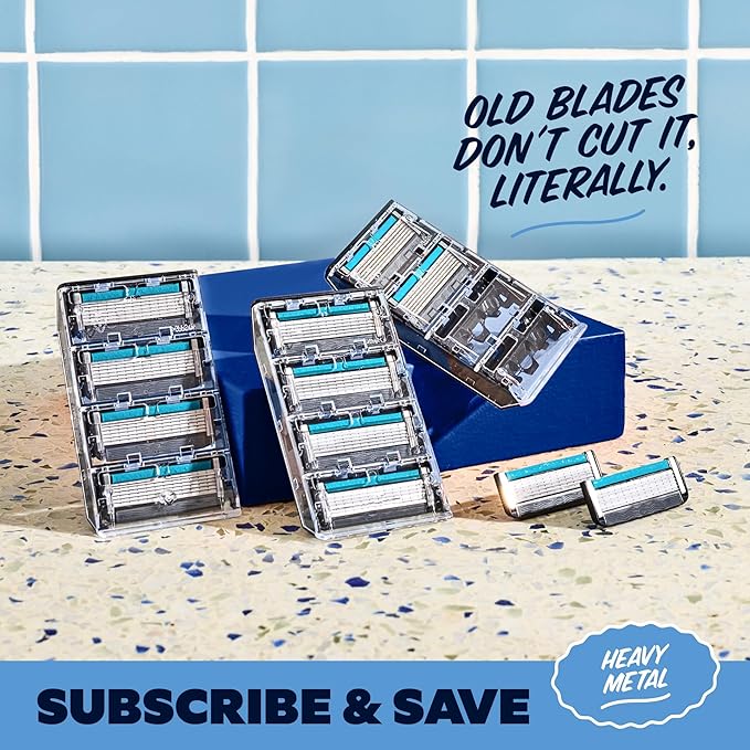 Dollar Shave Club | Heavy Metal Handle Shave Set with Razor Cover | 2 Extra Close Refill Cartridges, 1 Heavy Metal Handle, 1 Razor Cover