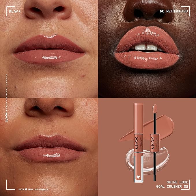 NYX PROFESSIONAL MAKEUP Shine Loud, Long-Lasting Liquid Lipstick with Clear Lip Gloss - Pack of 2 (Magic Maker, Goal Crusher)