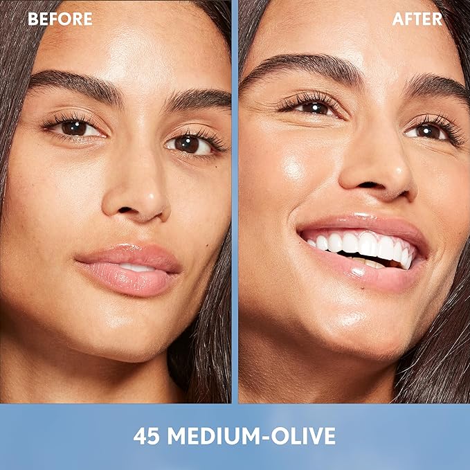 Covergirl Simply Ageless Skin Perfector Essence Foundation, 45 Medium-Olive, Tinted Skincare Makeup Hybrid, Sheer Tint, Radiant Finish, Glowy Finish, Vegan Formula, 1.0oz