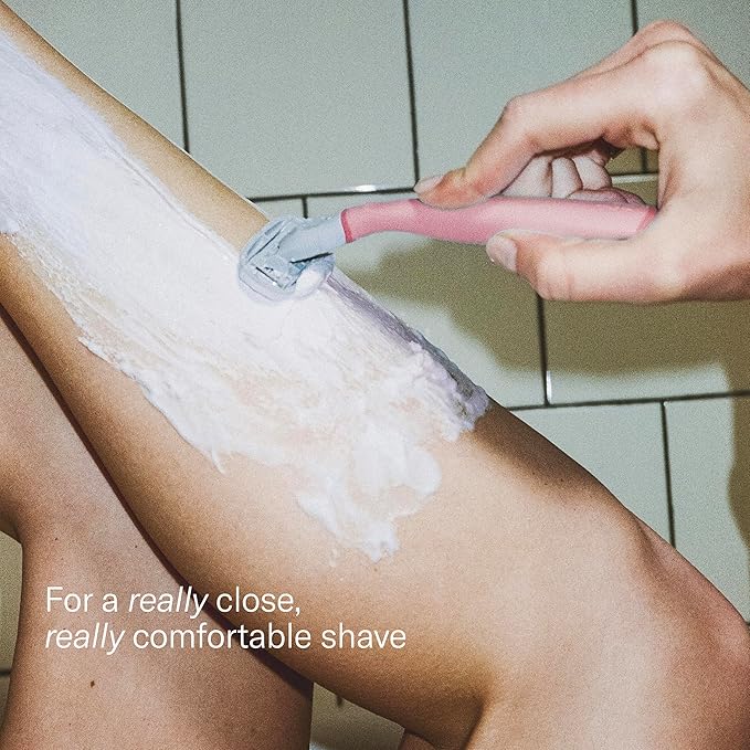 Flamingo Razors for Women Shave Set, 1 Women's Razor Handle (Rose), 2 Razor Five-Blade Refills, 1 oz. Foaming Shave Gel, and 1 Shower Holder