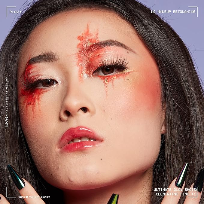 NYX PROFESSIONAL MAKEUP Ultimate Glow Shots, Liquid Eyeshadow, Long-Lasting Shimmer Eye Shadow with Vitamin C - Clementine Fine