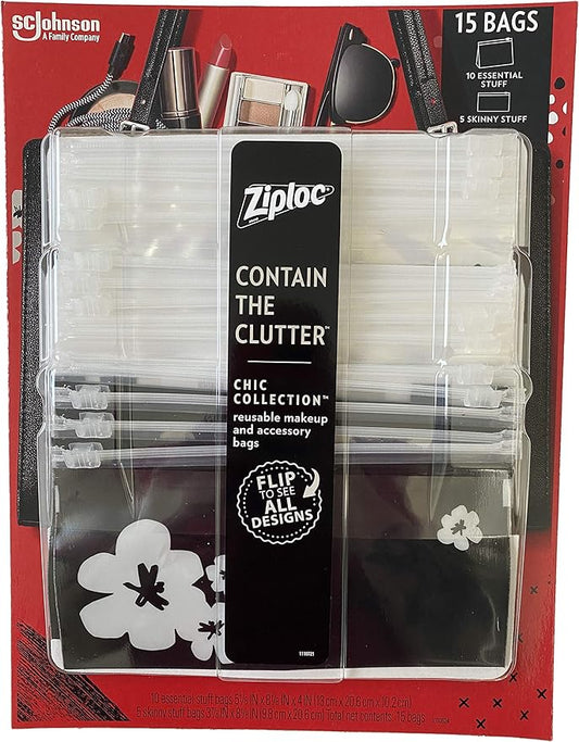 Makeup And Accessory Bags, Contain The Clutter, Use in Gym, Airport, Poolside, Desk, Date Night, Brushes, Lotion (15 Designs Bags) (Chic Collection)