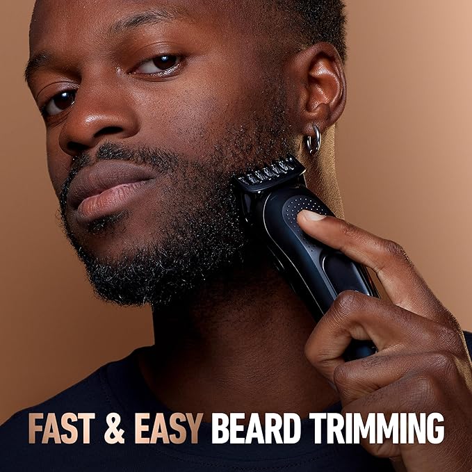 King C. Gillette Cordless Beard Trimmer for Men, Kit includes 1 Trimmer, 3 Interchangeable Combs, 1 Cleaning Brush, 1 Charger, 1 Travel Bag, BLUE