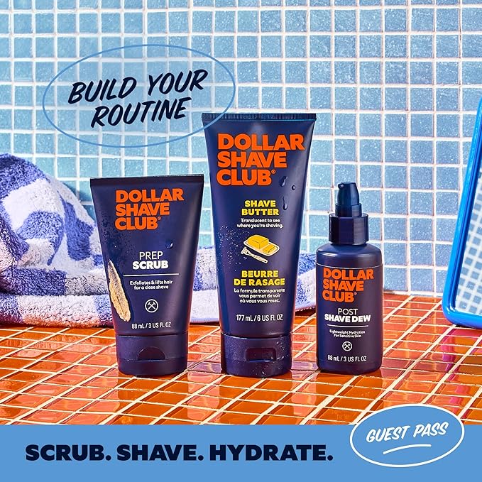 Dollar Shave Club | The Guest Pass Shave Set | 2 Extra Close Refill Cartridges, 1 Handle (Green), 1 Razor Cover