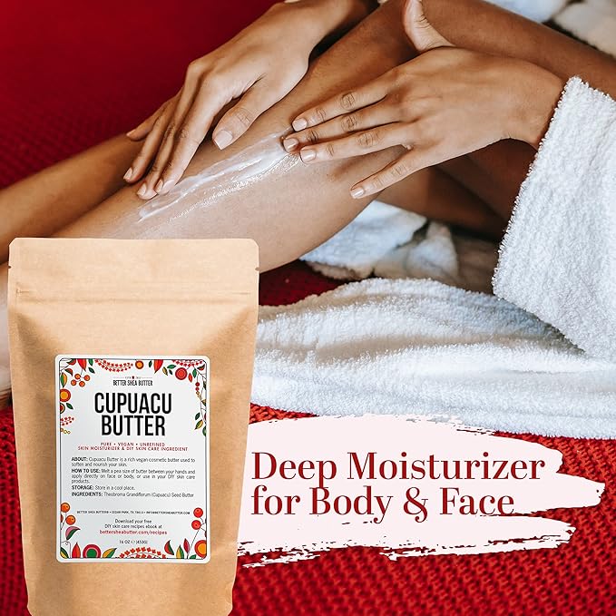 Cupuacu Butter Raw, Pure & Unrefined for Hair Growth & Dry Skin on Body and Face - Brazilian Body Butter Base for DIY Lotion and Soap Making - Cupuaçu Butter 16 oz