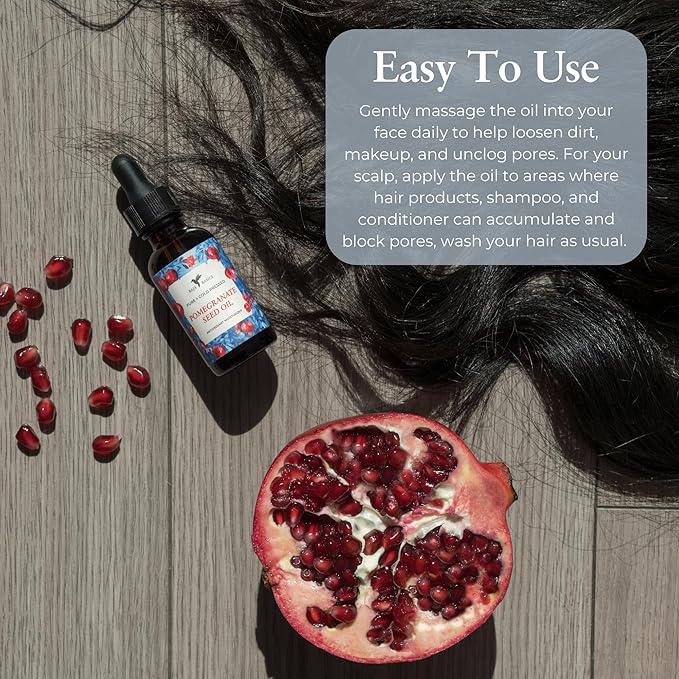 Pomegranate Seed Oil - Pure, Cold Pressed, Unrefined - Organic Body Oil - Antioxidant Serum for Face, Hair, Skin and Nails - Natural Moisturizer & Scar Treatment - 1 oz