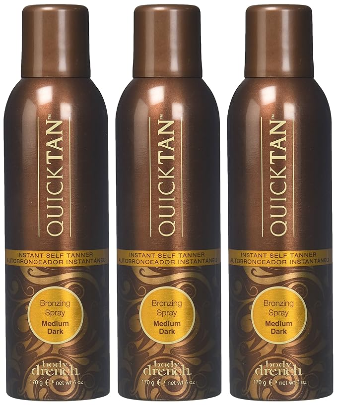 Body Drench QuickTan Bronzing Spray Instant Self Tanner, Medium/Dark, 6 Fl Oz (Pack of 3)