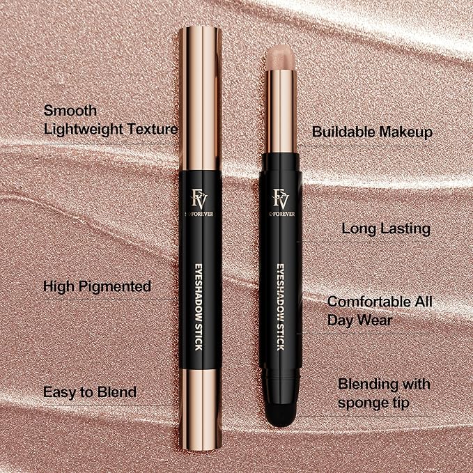 FV Cream Shimmer Eyeshadow Stick,Long Lasting & Waterproof, Multi-Use & High Pigment Eyeshadow Makeup Stick, Champagne Shimmer