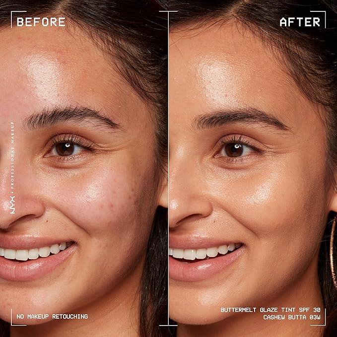 NYX PROFESSIONAL MAKEUP Buttermelt Glaze Soft Glow Skin Tint + SPF 30, Up To 12HR Wear, 03 Cashew Butta