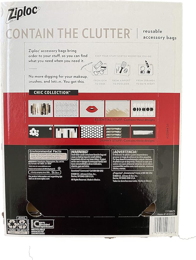 Makeup And Accessory Bags, Contain The Clutter, Use in Gym, Airport, Poolside, Desk, Date Night, Brushes, Lotion (15 Designs Bags) (Chic Collection)