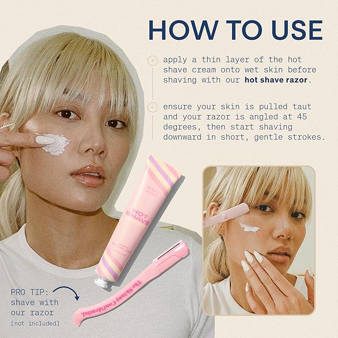 The Skinny Confidential Shave Cream - Women's Face Shaving Cream for Dermaplaning to Remove Facial Hair & Peach Fuzz - Nourishing & Moisturizing Shea Butter, Aloe Leaf Juice & Vitamin E