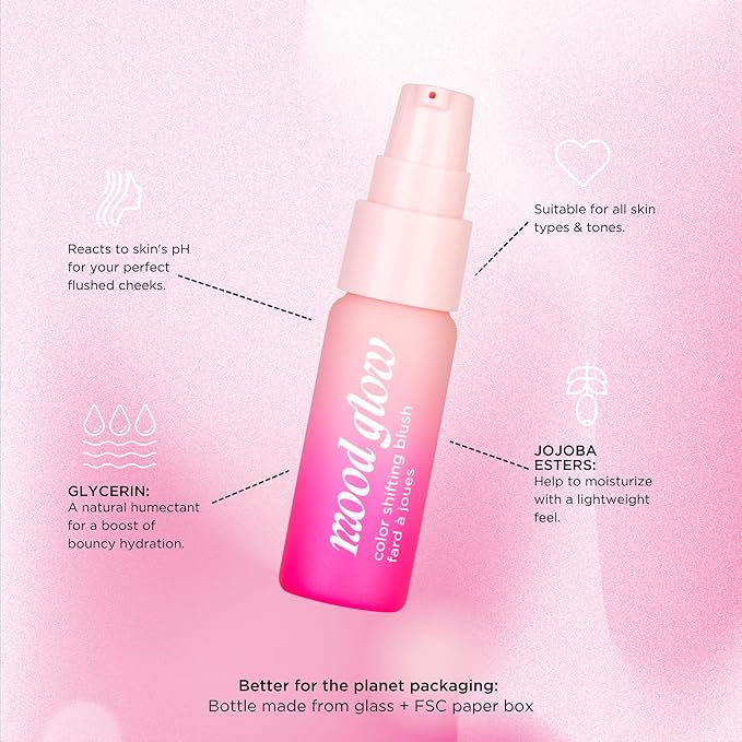 Pacifica Liquid Spray Blush Mood Glow PH Color Shifting Blush Balm Face Makeup, Color Shifting, Reacts to Skin pH, Hydrating Cheek Tint, Vegan, 0.4 fl oz (1 Count)