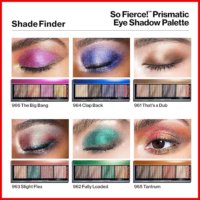 Revlon So Fierce Prismatic Eyeshadow Palette, Eye Makeup, Ultra Creamy Pigmented in Blendable Matte & Pearl Finishes, 966 The Big Bang, 0.21 oz
