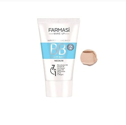 FARMASi Make Up BB Cream Beauty Balm, Full-Coverage Foundation, Concealer, Moisturizer BB Cream for All Skin Types, 1.7 fl. oz. / 50 ml (Light to medium)