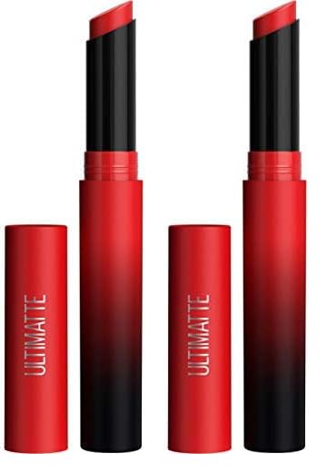 MAYBELLINE Color Sensational Ultimatte Matte Lipstick, Non-Drying, Intense Color Pigment, More Ruby, Ruby Red, 1 Count (Pack of 2)