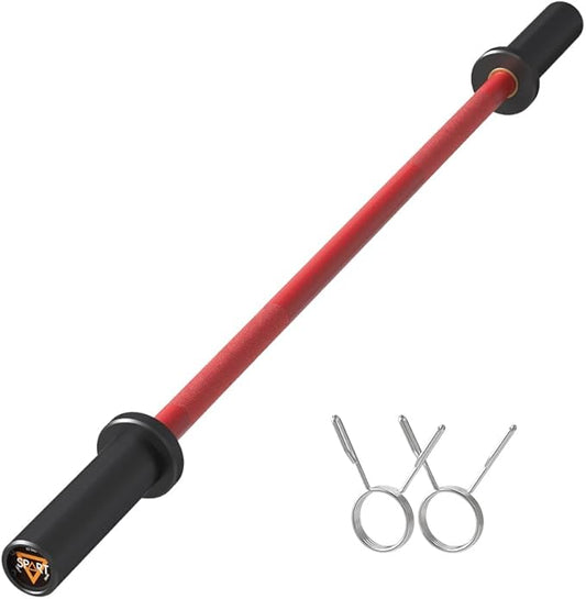 4FT Olympic Barbell Bar 47Inch Straight 2 Collars, 500Lbs Capacity 2 Inch