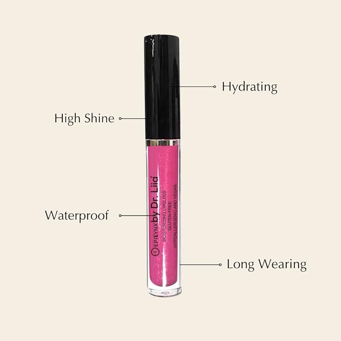 Vegan Moisturizing, Long Lasting Lip Gloss - Satin & Glitter - Allergen Free for Sensitive Skin - Juicy Watermelon by Dr. Liia