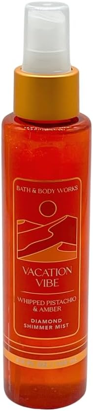 Bath & Body Works VACATION VIBE, PINK PARADISE, SOLAR SHINE Diamond Shimmer Mist - Gift Set with a Blue Bow for Holiday - 4.9 fl oz each - Summer Scents