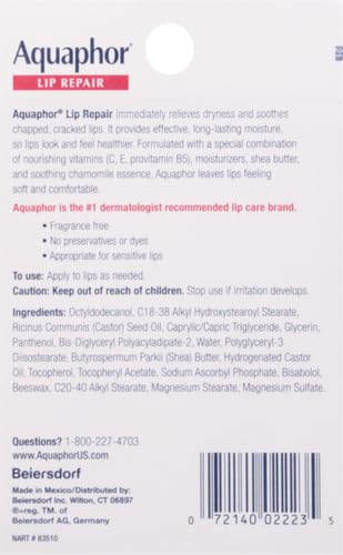 Aquaphor Lip Repair Tubes, Lip Ointment