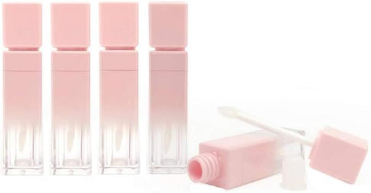 5 Pcs 8ml Gradient Pink Lip Gloss Tubes Empty Refillable Plastic Lipstick Vials with Brush Lip Gloss Storage Containers for Women Girl DIY Homemade Lipstick Lip Gloss