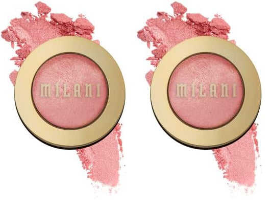 Milani Baked Blush - Dolce Pink (0.12 Ounce) Cruelty-Free Powder Blush - Shape, Contour & Highlight Face for a Shimmery or Matte Finish (Pack of 2)