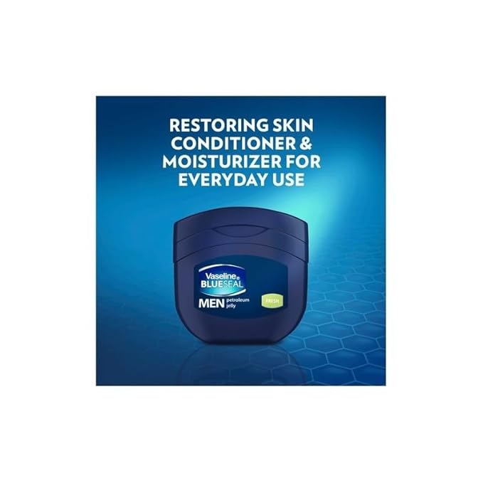 Vaseline Men's Fresh Blue Seal Petroleum Jelly, 250ml - Paraben-Free Dry Skin Whole Body Moisturizer