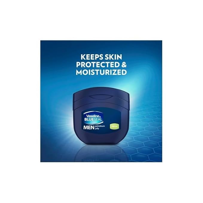 Vaseline Men's Fresh Blue Seal Petroleum Jelly, 250ml - Paraben-Free Dry Skin Whole Body Moisturizer