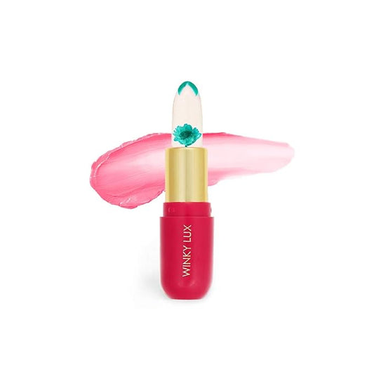 Winky Lux Flower Balm, pH Lip Balm, Color Changing Lipstick and Tinted Stain, Vegan & Cruelty Free Lip Balm, Hydrate & Plump, Sheer Pink Lipstick, Blue Flower