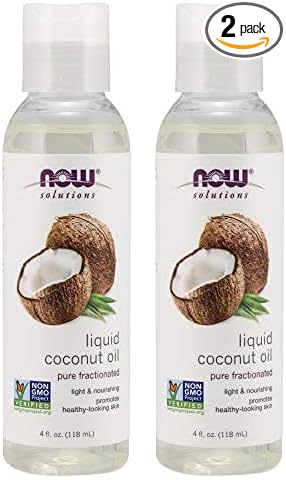 NOW Solutions, Liquid Coconut Oil, Light and Nourishing, Promotes Healthy-Looking Skin and Hair, 4-Ounce (Pack of 2)