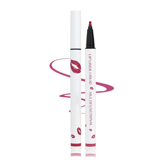Longwear Liquid Lip Liner, Matte Lip Tint Stain Marker Pen, 2 in1 Liquid Lipstick & Lip Liner Pencil, Long Lasting Waterproof Lip gloss for Women, Fuller Lips Makeup (02(Pink))